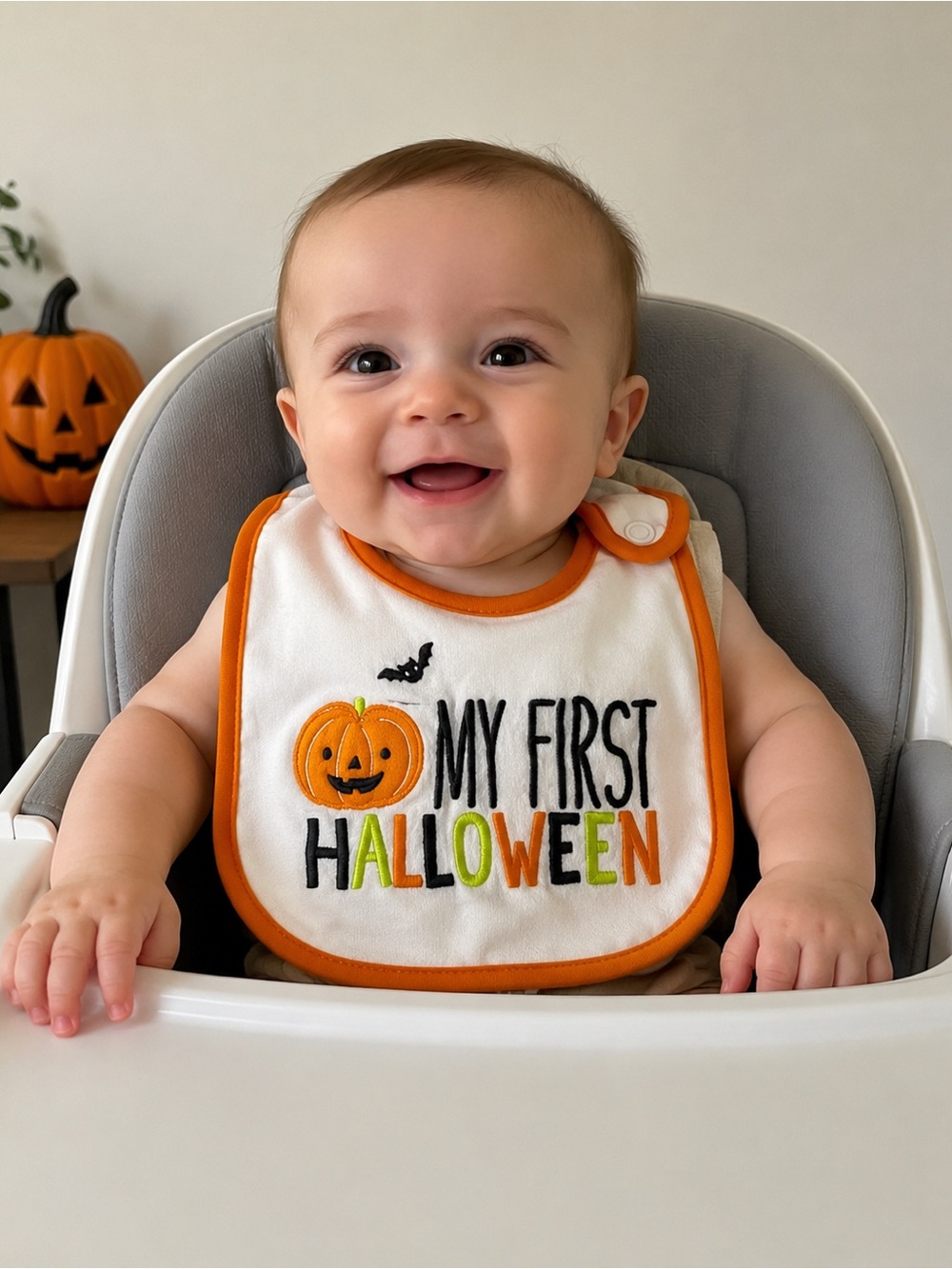 Carter’s My First Halloween Just One You Baby Pumpkin Teething Orange White Bib